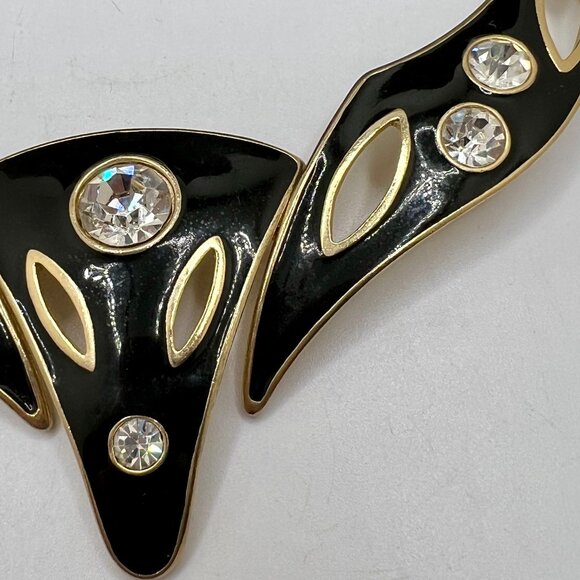 Modernist Black Enamel Collar Necklace - Picture 4 of 5